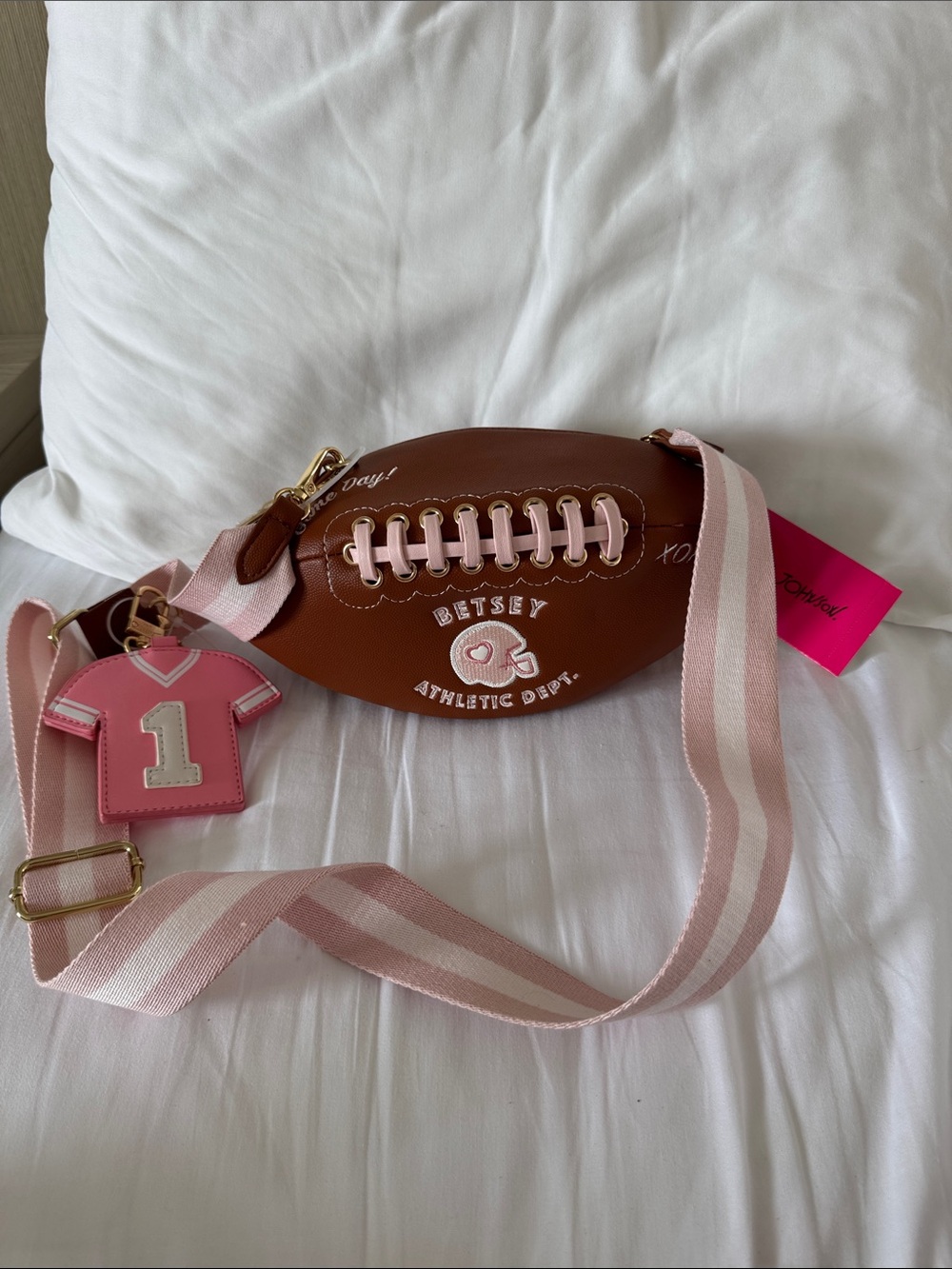 Betsey Johnson game day football crossbody bag purse NWT